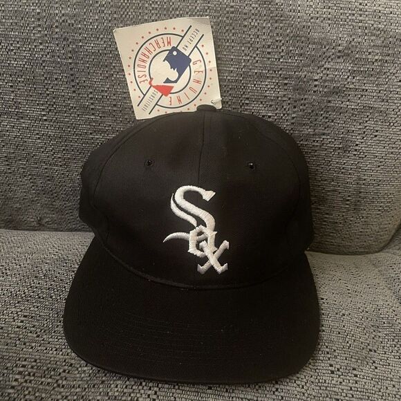 VINTAGE Chicago White Sox Hat Cap Snap Back KMG New Era Pro Model Black MLB 90s